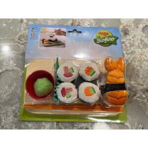 HABA Biofino Sushi Soft Play Food 10 Piece Set with Serving Board and Chopsticks